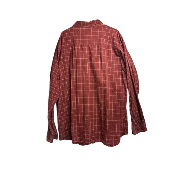 Columbia Maroon Plaid Long Sleeve Button Shirt, 2XT - Picture 5 of 9